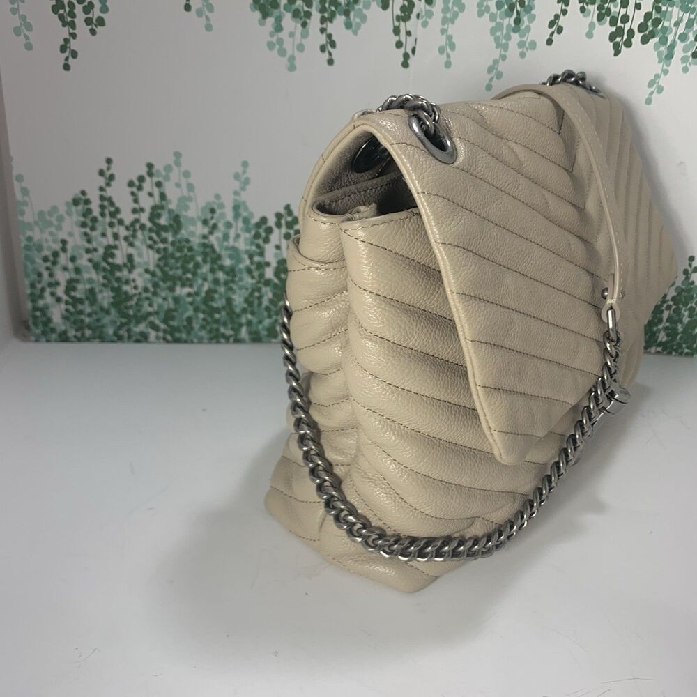 Rebecca Minkoff Quilted Leather Cream Neutral  Flap Shoulder Crossbody Purse - Picture 4 of 16